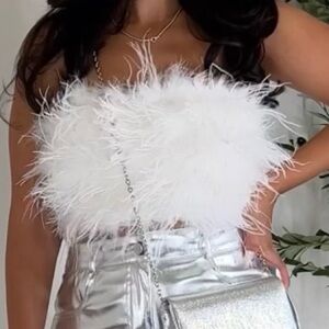 Fo feather strapless crop top. Size small